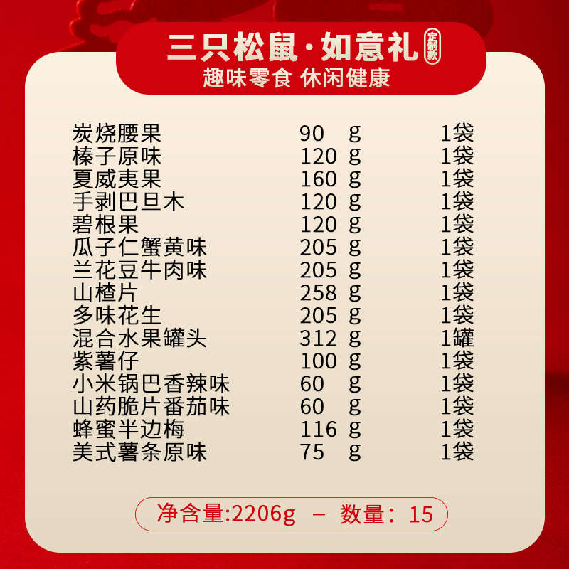 三只松鼠坚果礼盒-如意礼包干果年货大礼包2206g
